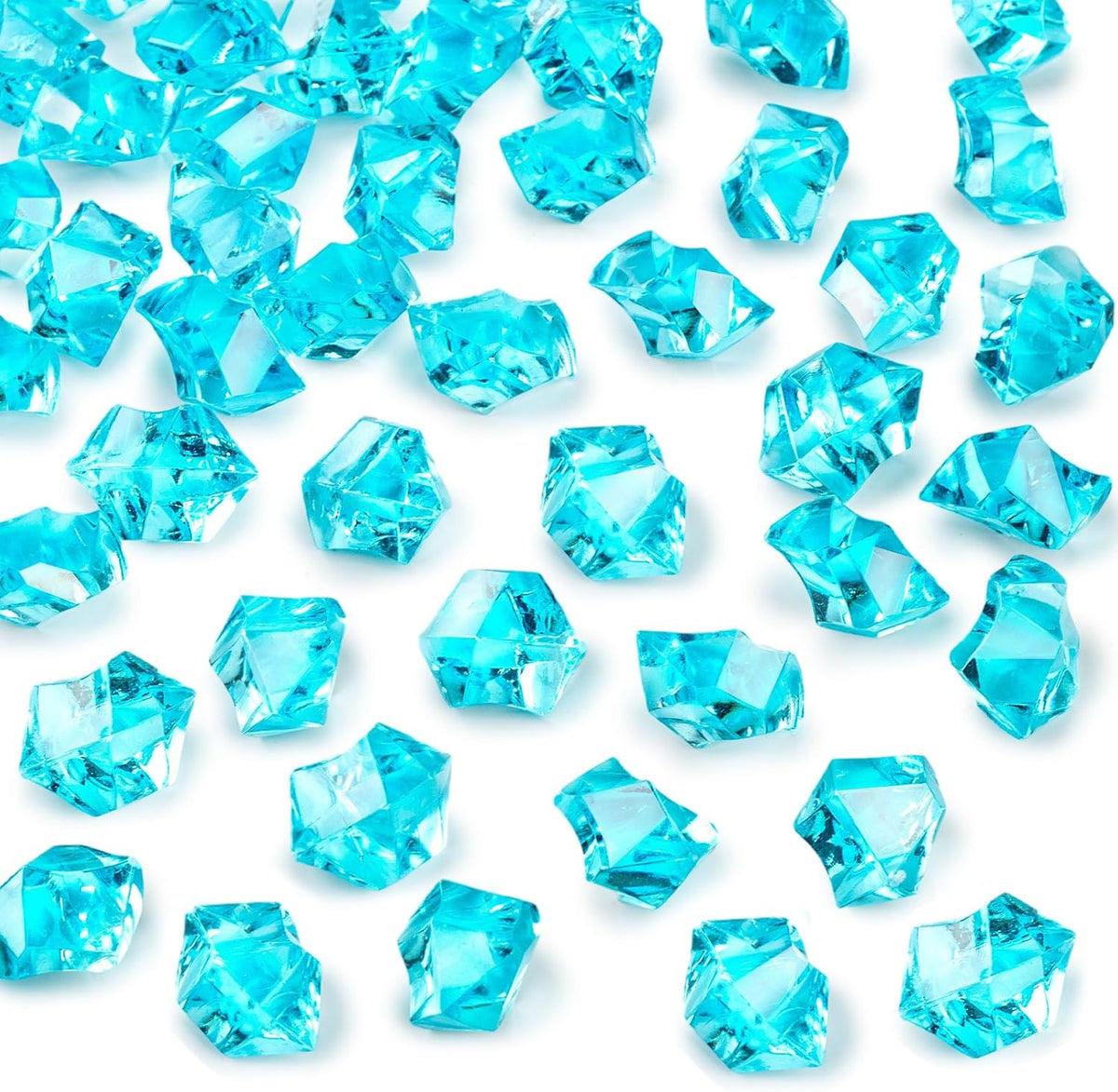 DomeStar Light Blue Fake Ice Rocks, 150PCS Acrylic Gems Crystals Plastic Diamonds Vase Centerpiece