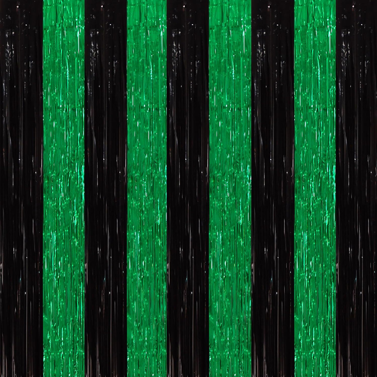 TONIFUL 2Pcs Black Green Door Streamers,Green Photo Booth Backdrop,Metallic Streamers Green Foil