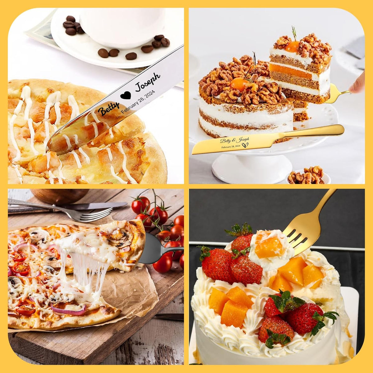 Personalized Wedding Cake Knife and Server Set Stainless Steel Forks Cake Cutter Server Engraved
