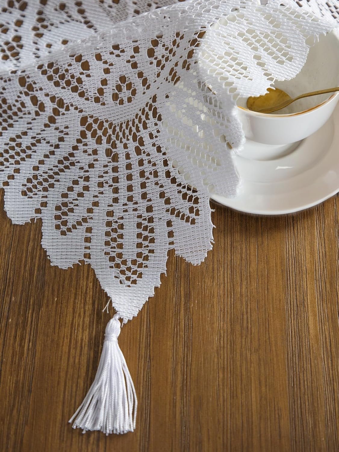 Jayla White Lace Table Runners, Elegant Vintage Lace Table Runner, Wedding Lace Decor with Floral