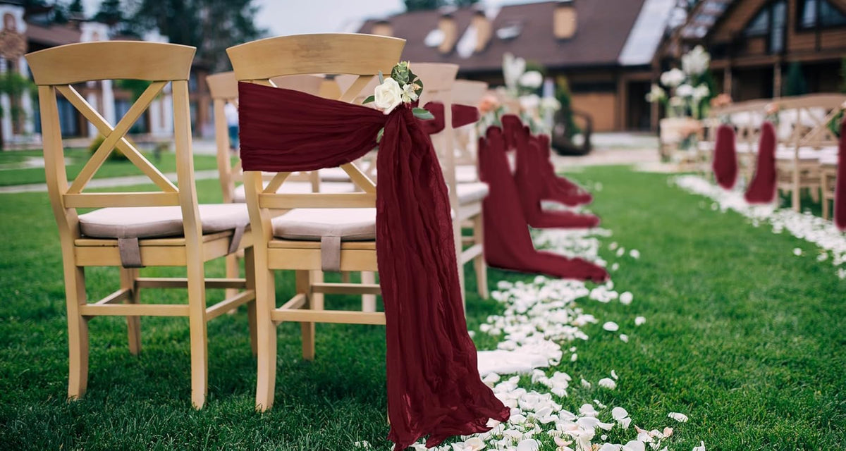 50 PCS Cheesecloth Chair Sashes, Bows Designed ChairSashes, 15.7x108 inch Chair Sashes for Aisle