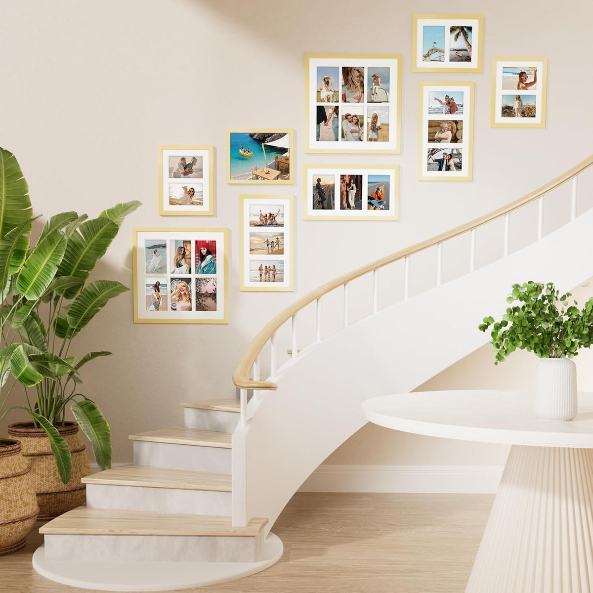 Vittanly 11x14 Collage Picture Frame, Displays 5Pcs 4x6 Pictures with Mat, Picture Frames Collage