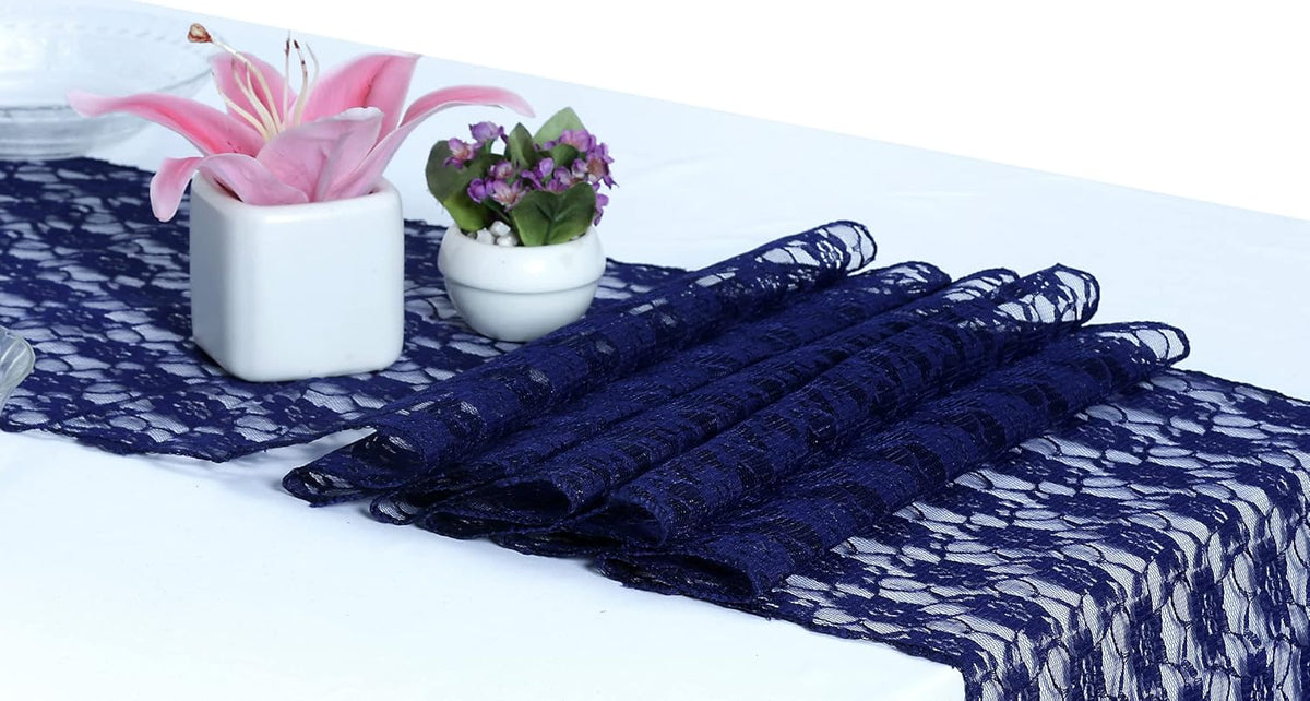 MDS Pack of 15 Wedding 12 x 108 inches Lace Table Runner for Wedding, Decorations for Birthday