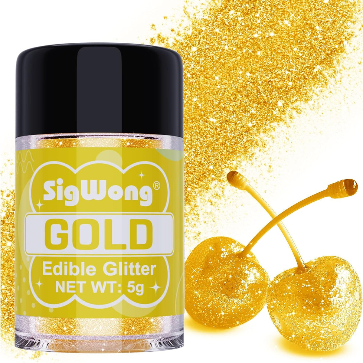 Gold Edible Glitter - 5g Food Grade Cake Decorating Shimmering Glitter, Edible Sprinkle Luster Dust