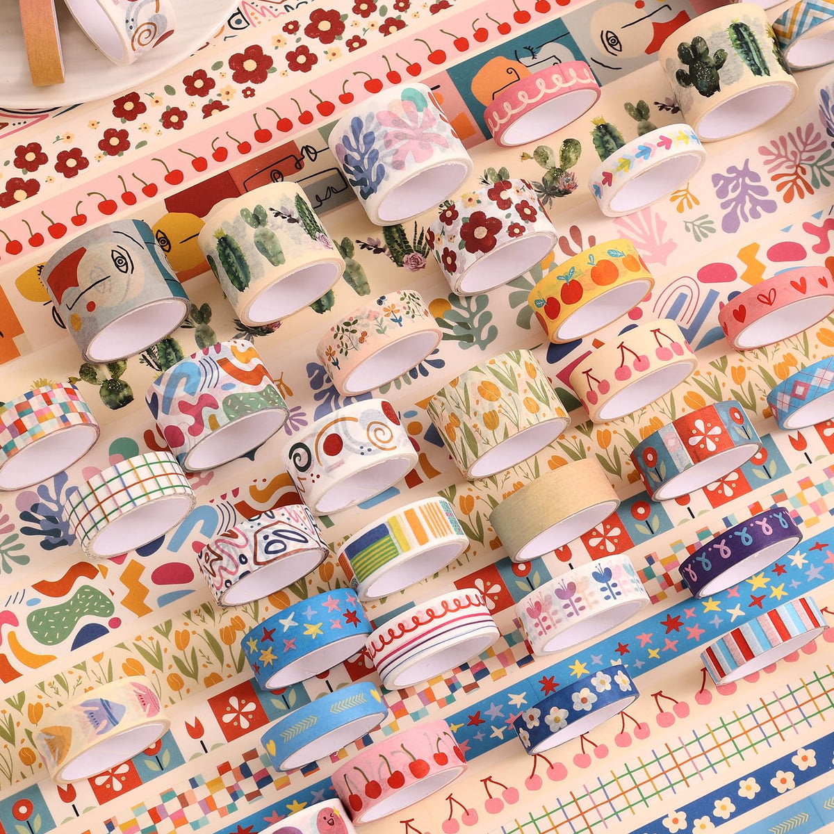 emmoolife 35 Rolls Washi Tape Set, Colorful Cute Floral Writable Decorative Tapes for Scrapbooking