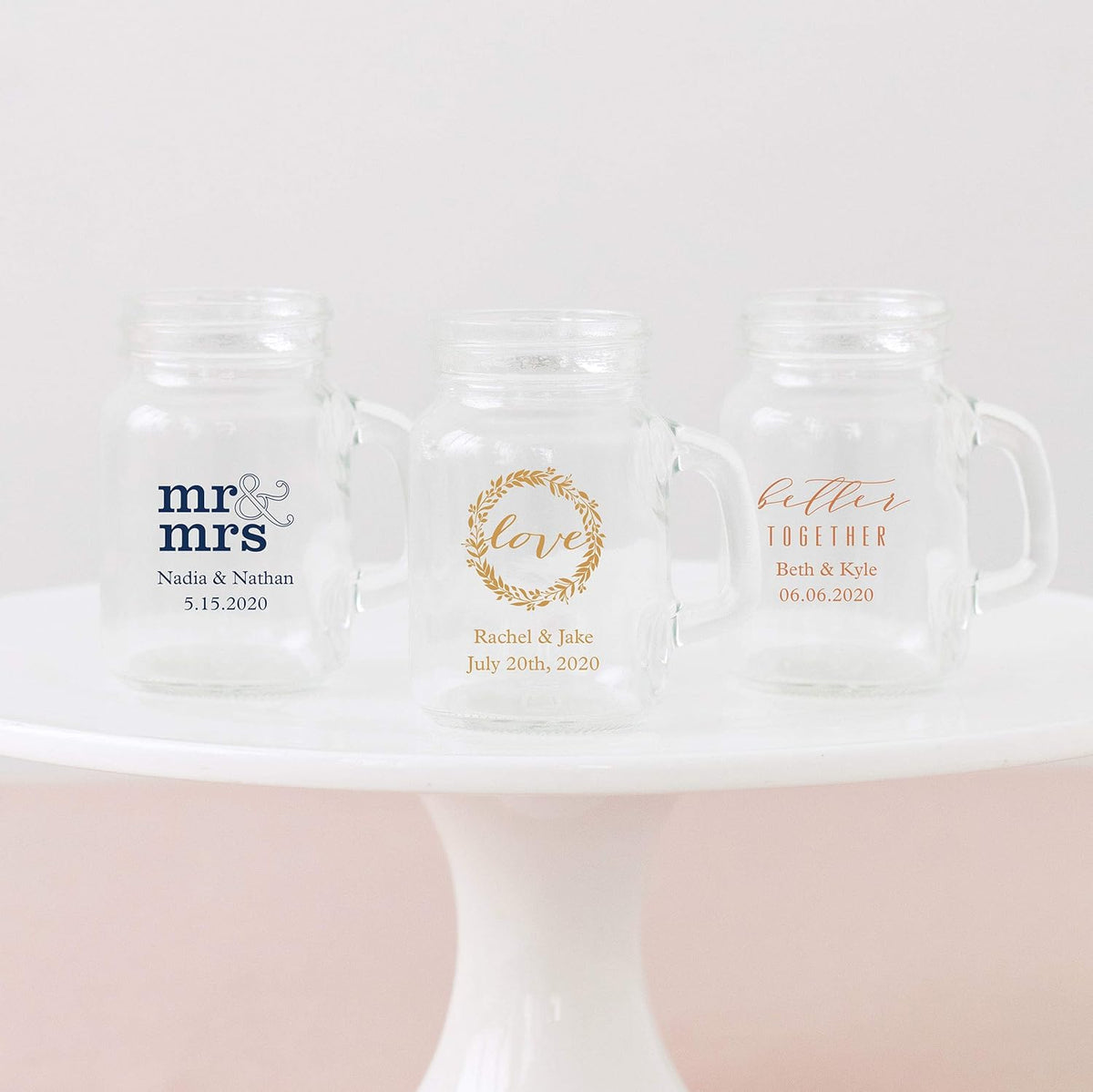 WEDDINGSTAR Personalized 4oz Mini Mason Jar Shot Glass Customizable Full Color Print - 72 pack