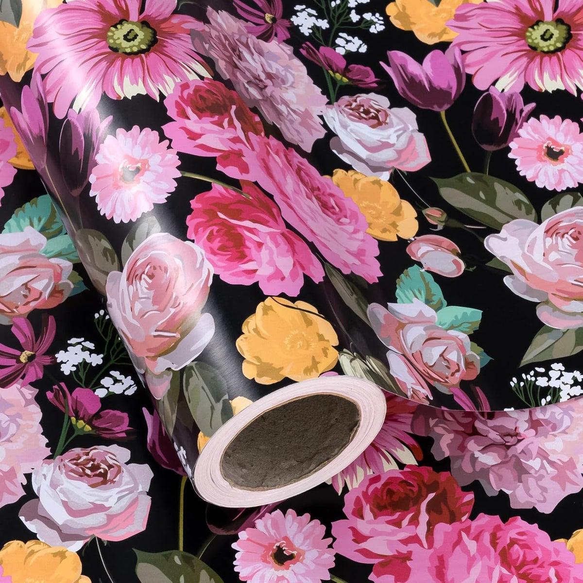 WRAPAHOLIC 30 Inch Jumbo Reversible Floral Wrapping Paper - 30 Inch X 33 Feet - Colorful Floral