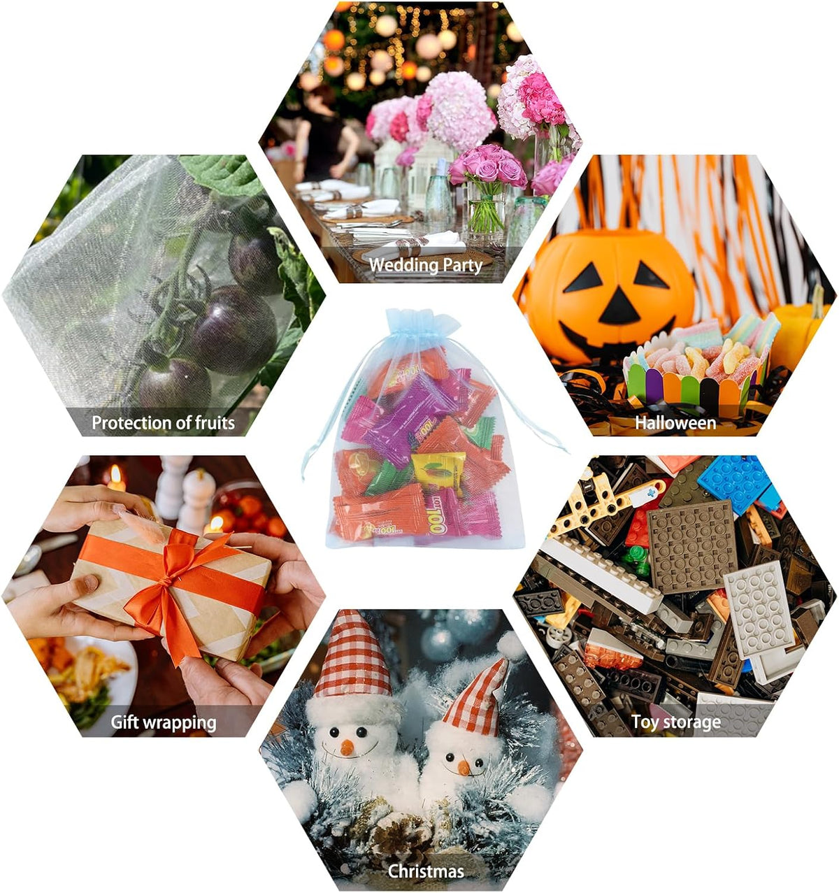 Wudygirl 100PCS Sheer Organza Bags - 5x7 Inch Drawstring Jewelry & Candy Favor Bags for Wedding