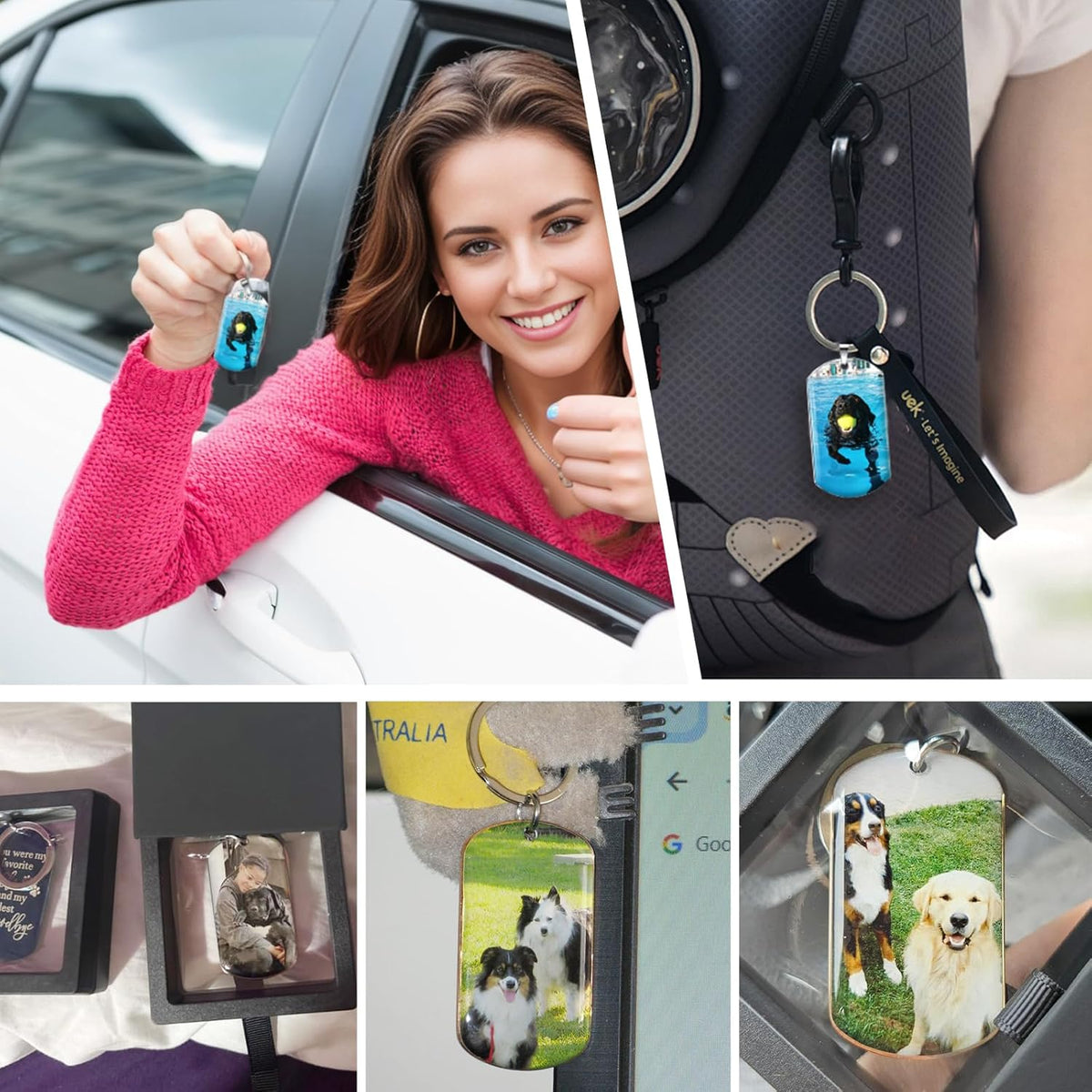 Funnylife Personalized Dog Memorial Photo Keychain Stainless Steel Custom Pet Memory Keychain Loss