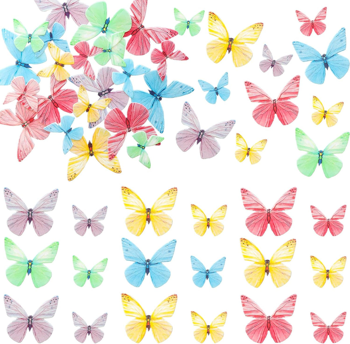 Ephlyn 72Pcs Edible Butterfly Cupcake Toppers Mixed Color Cake Picks Cute Butterfly Cake