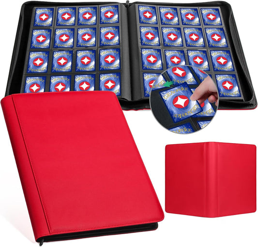 GEAoffice 16 Pockets Trading Card Binder for 1000+ Cards, Sturdy Large Side Loading Zipper