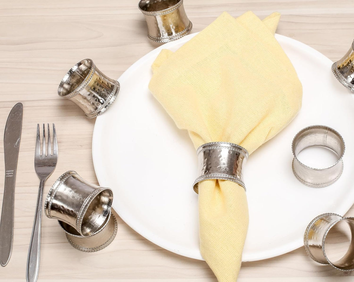 Silver Napkin Rings Set of 12, Heavy Duty Metal Napkin Holder Buckles, Fall Thanksgiving Christmas