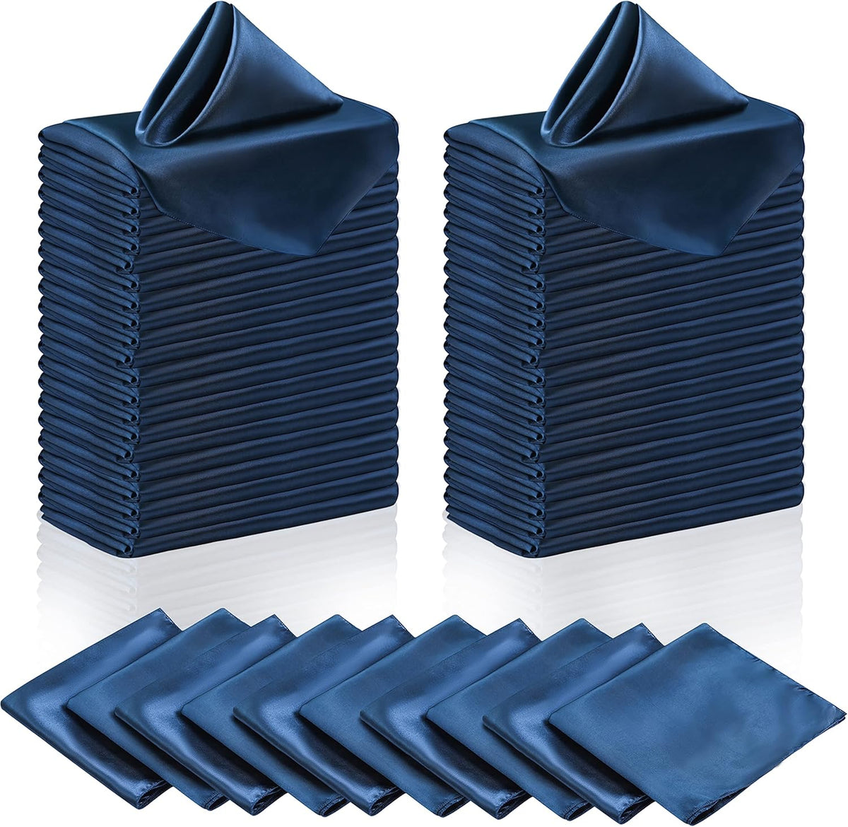 Manyshofu 50 Pieces Navy Blue Satin Napkins - 12x12 Inches Cloth Napkins, Square Satin Fabric