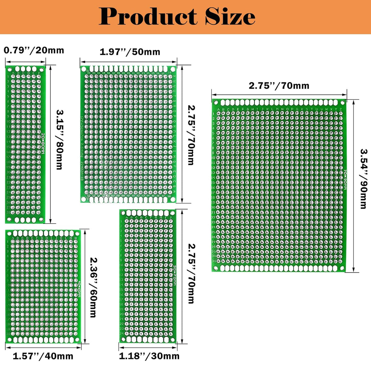 48PCS Double Sided PCB Board Kit for DIY Soldering and Electronic Project Circuit Boards Prototype