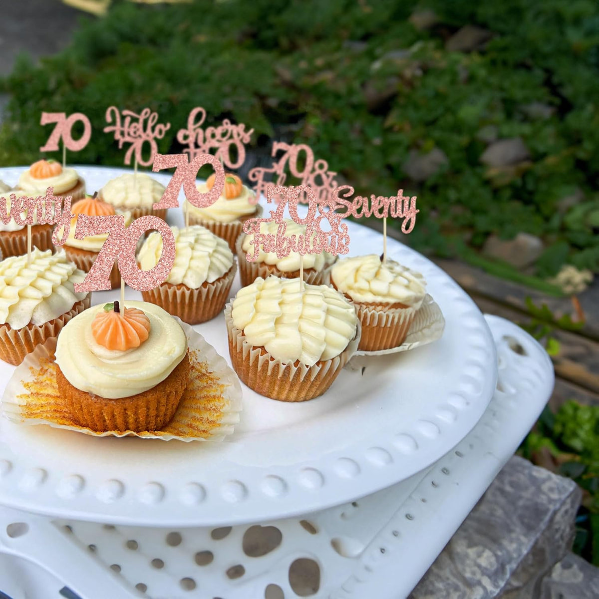 30Pcs Happy 70th Birthday Cupcake Toppers Seventy Cheers to 70 Years Old Birthday Cupcake Picks for