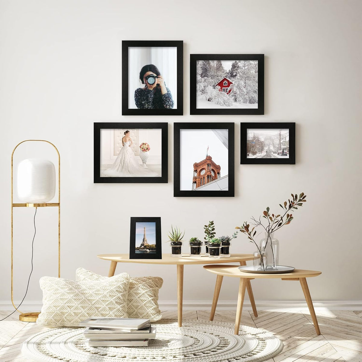 8x10 Picture Frame Set of 4, Black Wooden Frame with High Definition Glass, 8 x 10 Photo Frames for