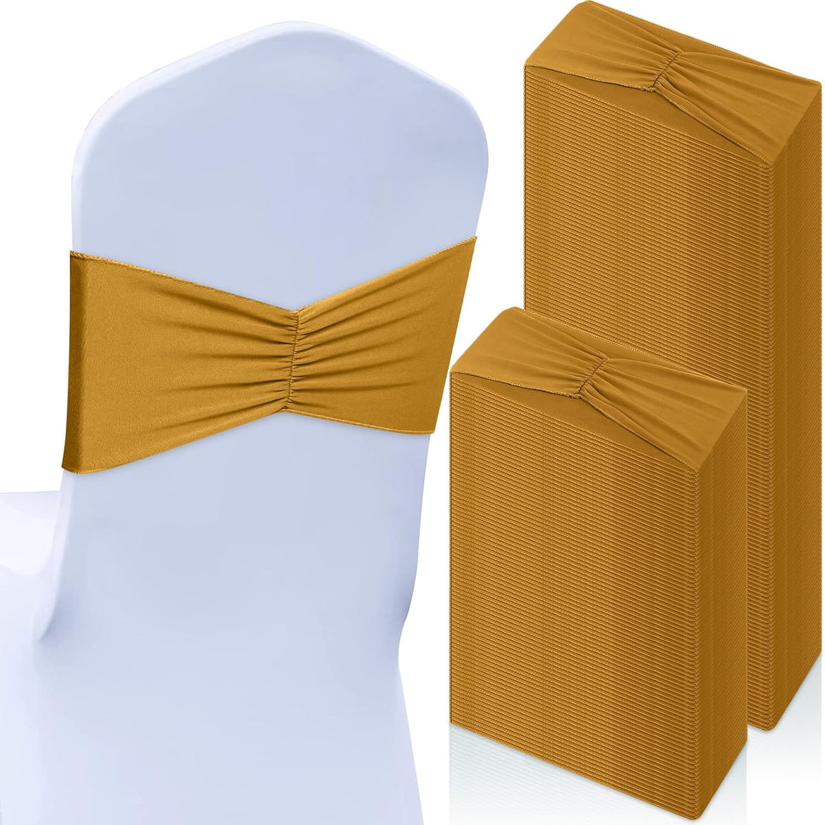 Moukeren 100 Pcs Spandex Chair Sashes Bows Bands Slider Sashes for Chair Covers Elastic Bands Ties