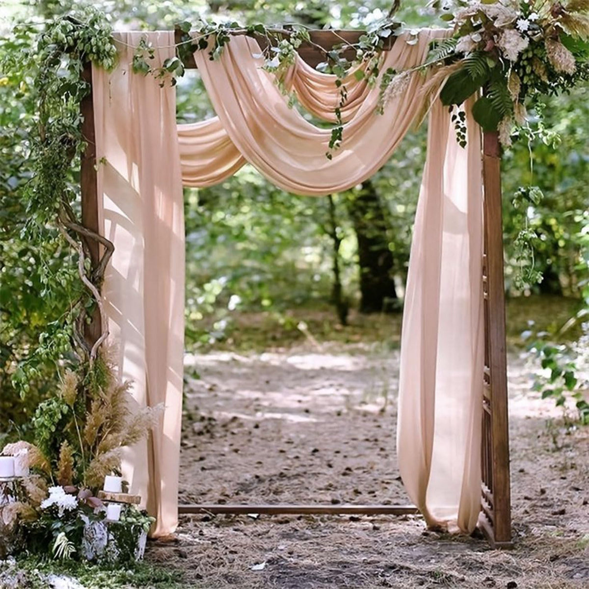 4 Panels 20Ft Length x 28" Width Light Peach Wedding Arch Draping Fabric Arch Drapes Chiffon Fabric