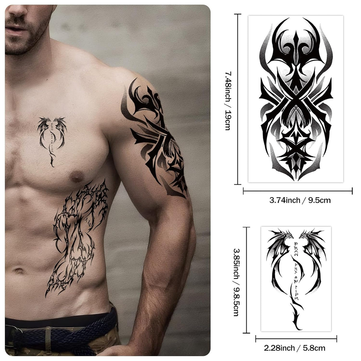 Yazhiji 77 Sheets Cyber Sigilism Temporary Tattoos Adult, 17 Sheets Cyber Seal Fake Arm Chest