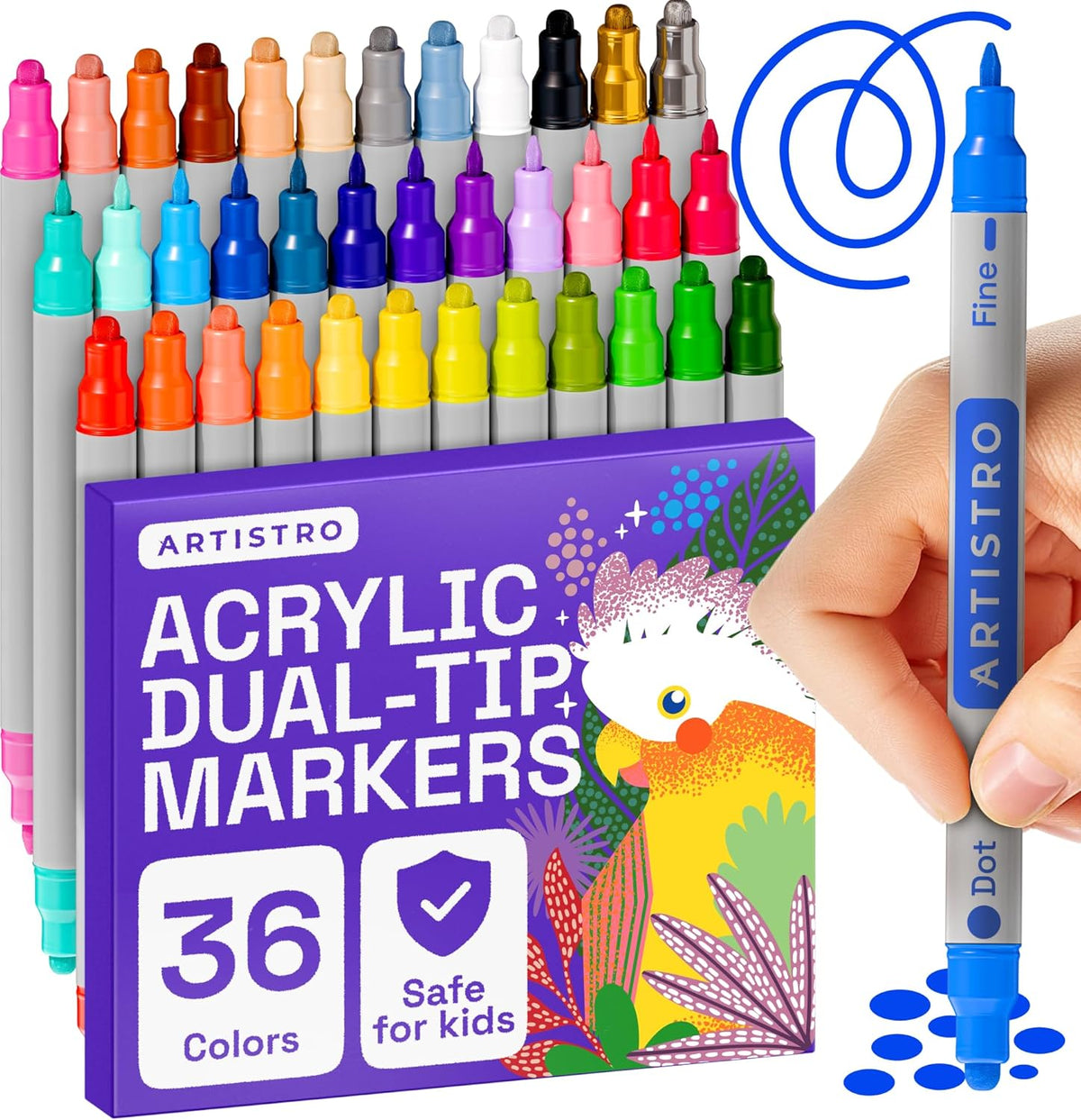 ARTISTRO Vibrant Acrylic Paint Markers for Rock, Fabric, Glass, Wood, Paper, Ceramic, Canvas & More