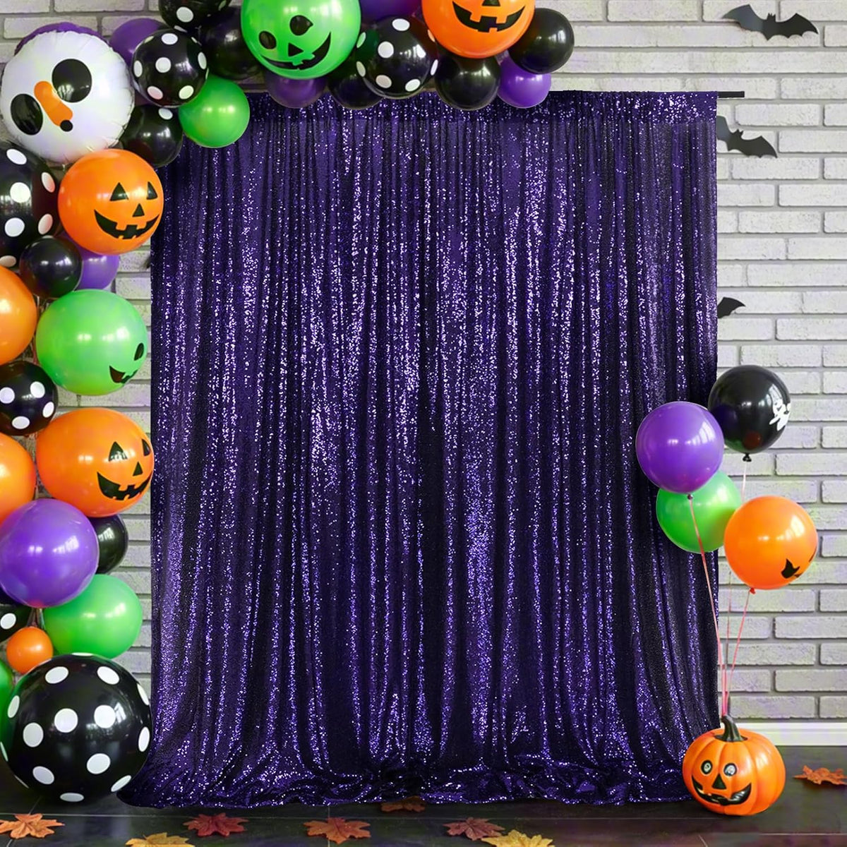 Eternal Beauty Purple Sequin Backdrop, 20x10 Ft Halloween Glitter Background Curtains for Shimmer