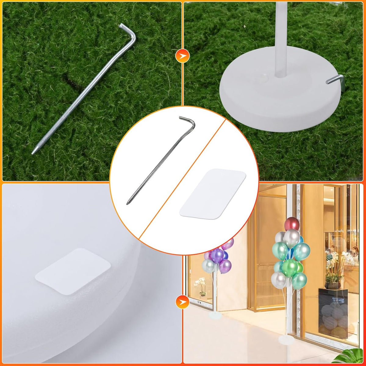 4 Sets of Balloon Stand Kit - 62in Balloon Stands with Base, Balloon Sticks, Decorations for Party