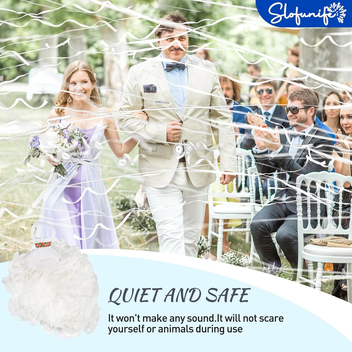 No Mess Streamers 100pack, White Confetti Poppers,Hand Throw Party Poppers No Mess for Birthday