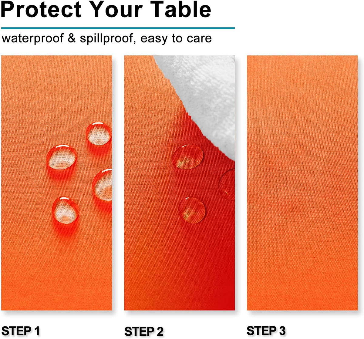 Hiasan 2 Pieces Pumpkin Orange Square Tablecloth - Waterproof and Spillproof Restaurant Washable