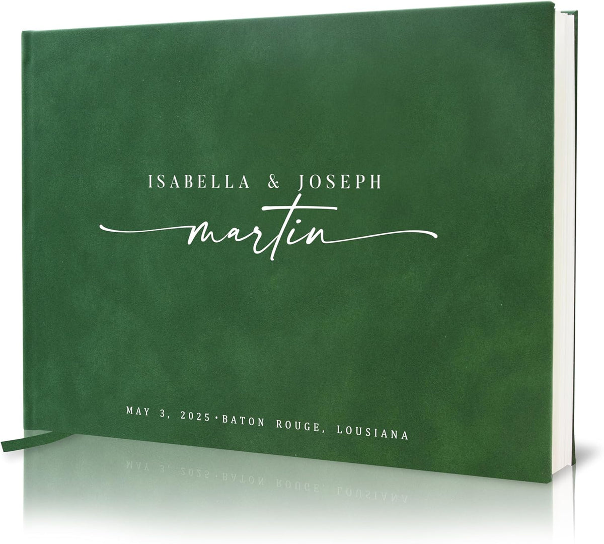 Personalized Guest Book - 11.5" x 8.5" Custom Bride & Groom Names with Bookmark and Hard Cover 140