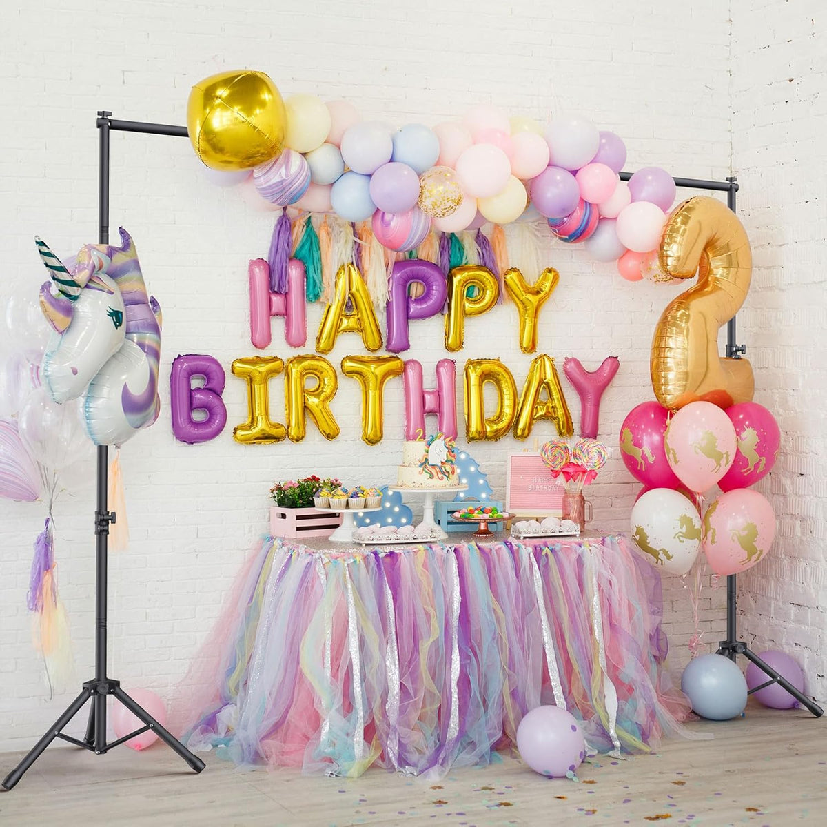 Backdrop Stand 10x7.5ft (WxH), Photo Back Drop Stand for Party, Heavy Duty Background Stand Kit