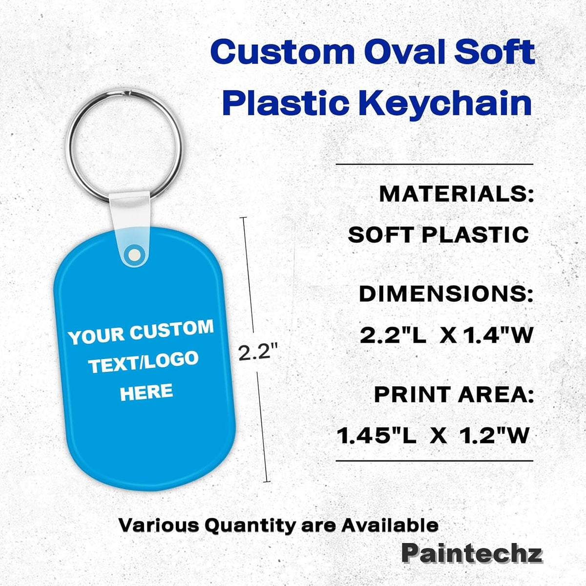 Custom Oval Soft Keychains 400 Pack, Personalized Logo, Text Bulk - Perfect for Tradeshows, Party