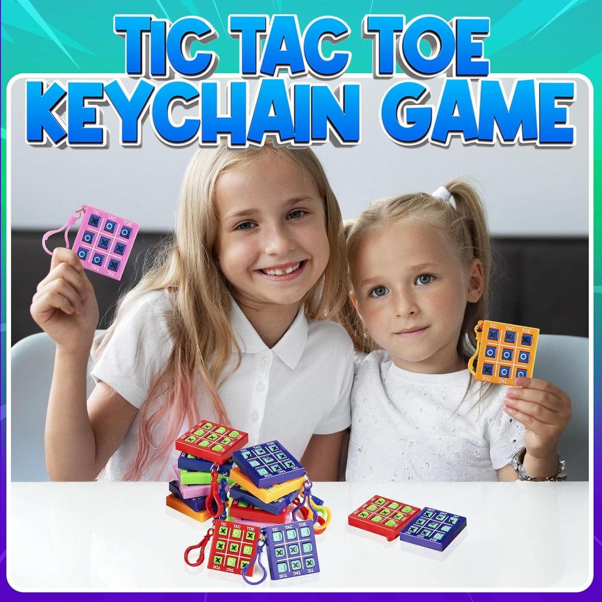 Mini Tic Tac Toe Keychain Games - (Bulk Pack of 24) 2-Inch Travel Tic-Tac-Toe Mini Board Game for