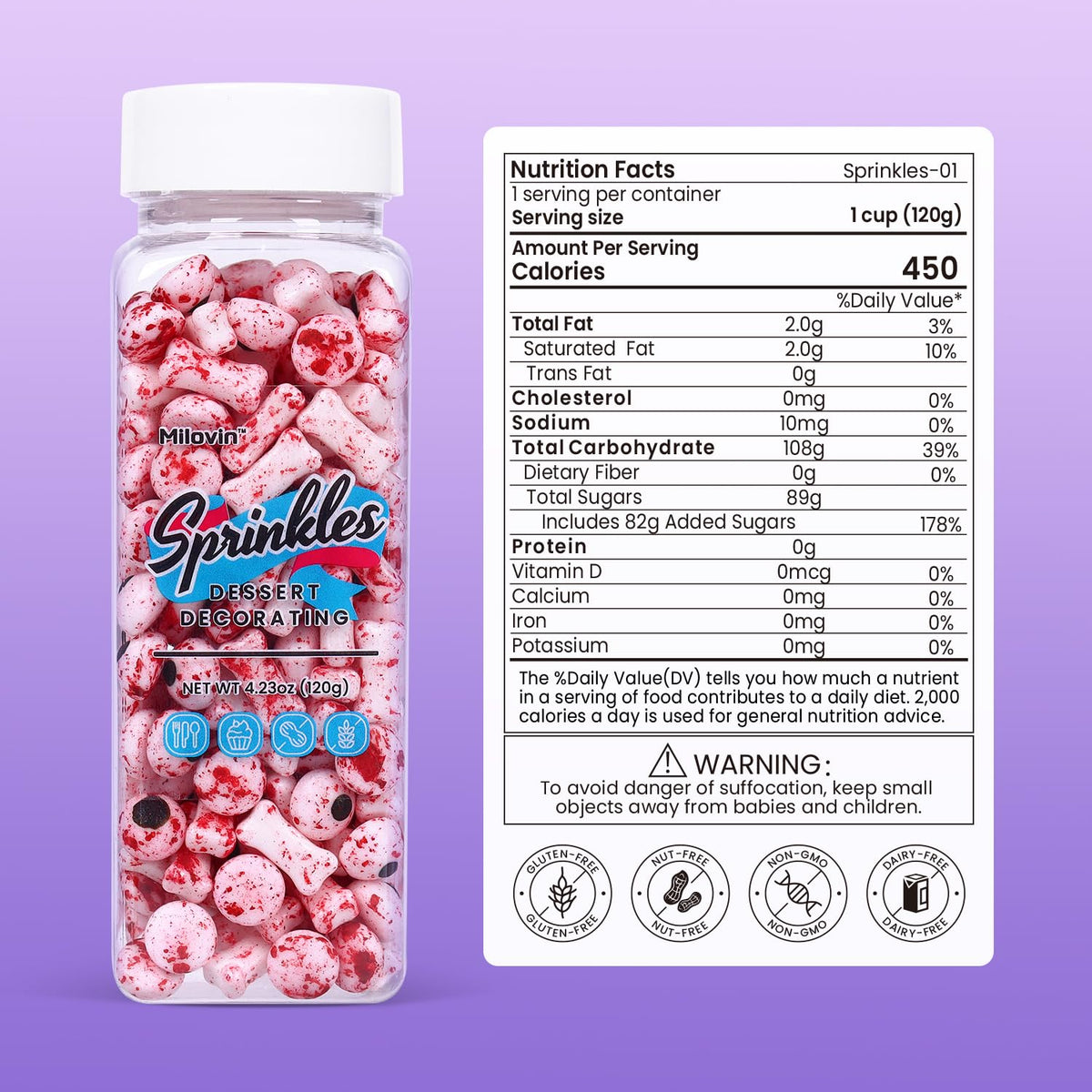 Bloody Eyeballs Bones, Edible Candy Sprinkles for Halloween, Candy Eyes, Bloody Bone Candy for
