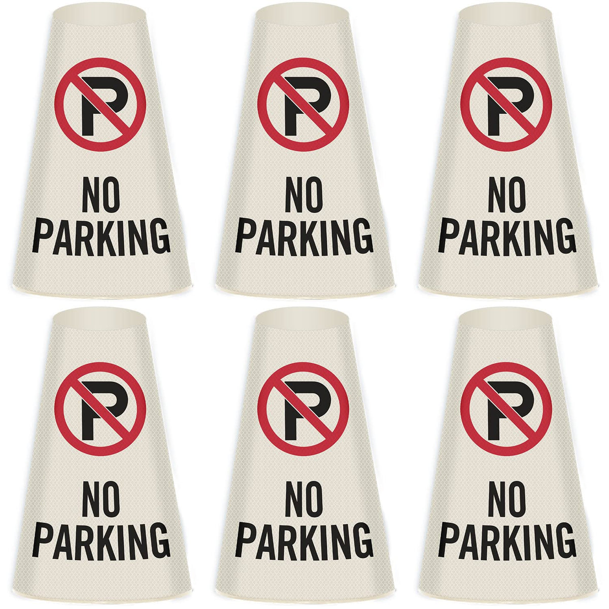 SmartSign 6-Pack "No Parking" Reflective Cone Message Sleeve Collar with Symbol, 360-Degree
