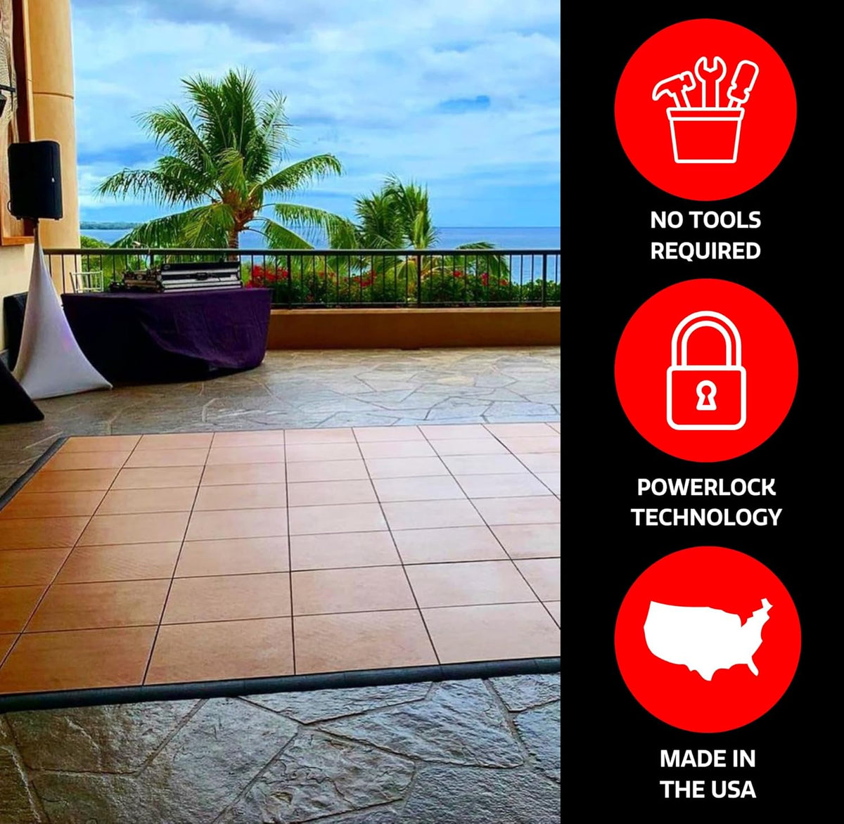 Big Floors SnapFloors 3X3RESGRAYOAKFLOOR Interlocking Lightweight Plastic Modular Dance Floor Kit