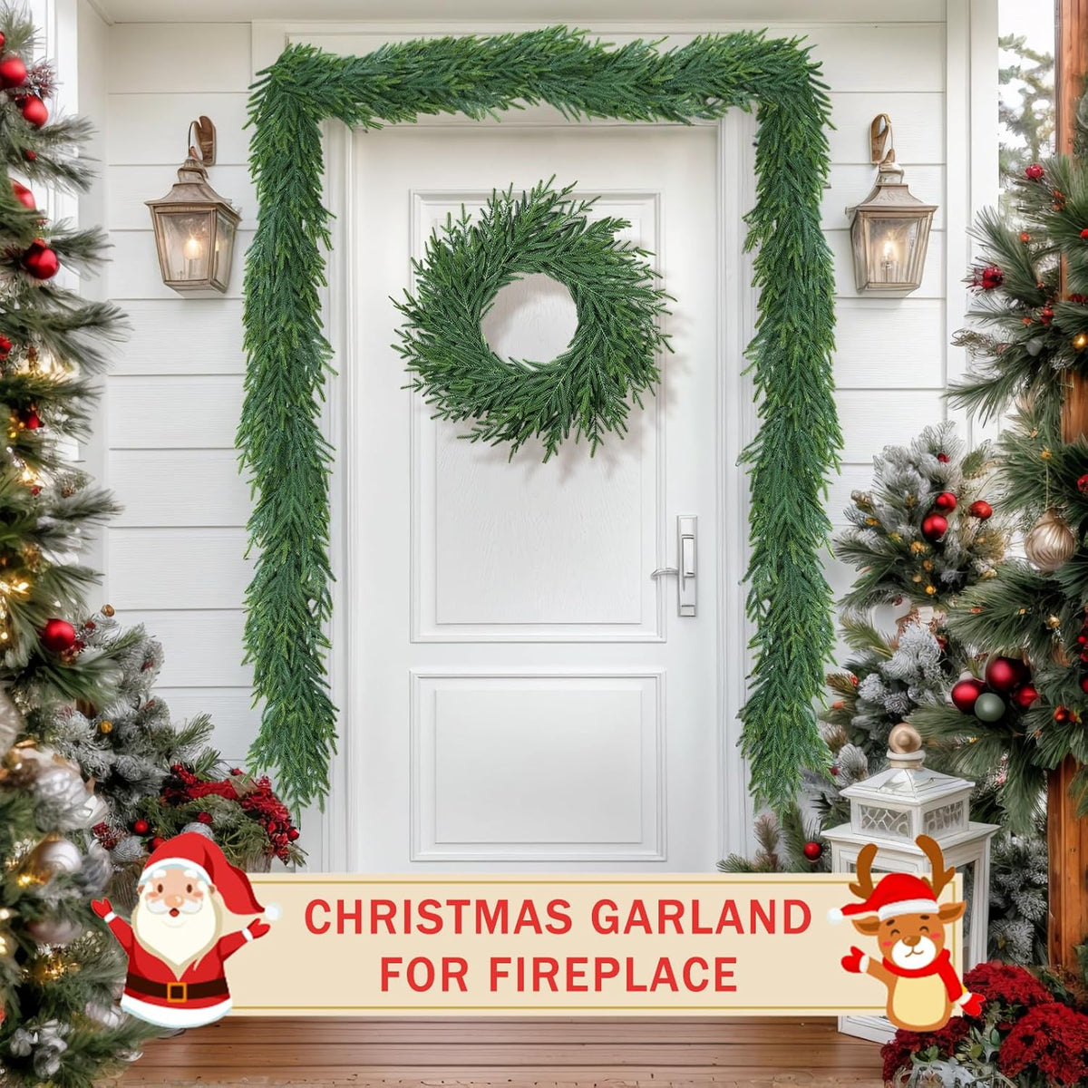 Christmas Cedar Garland for Staircase Real Touch Droopy Bendable Lifelike Faux Xmas Garlands for