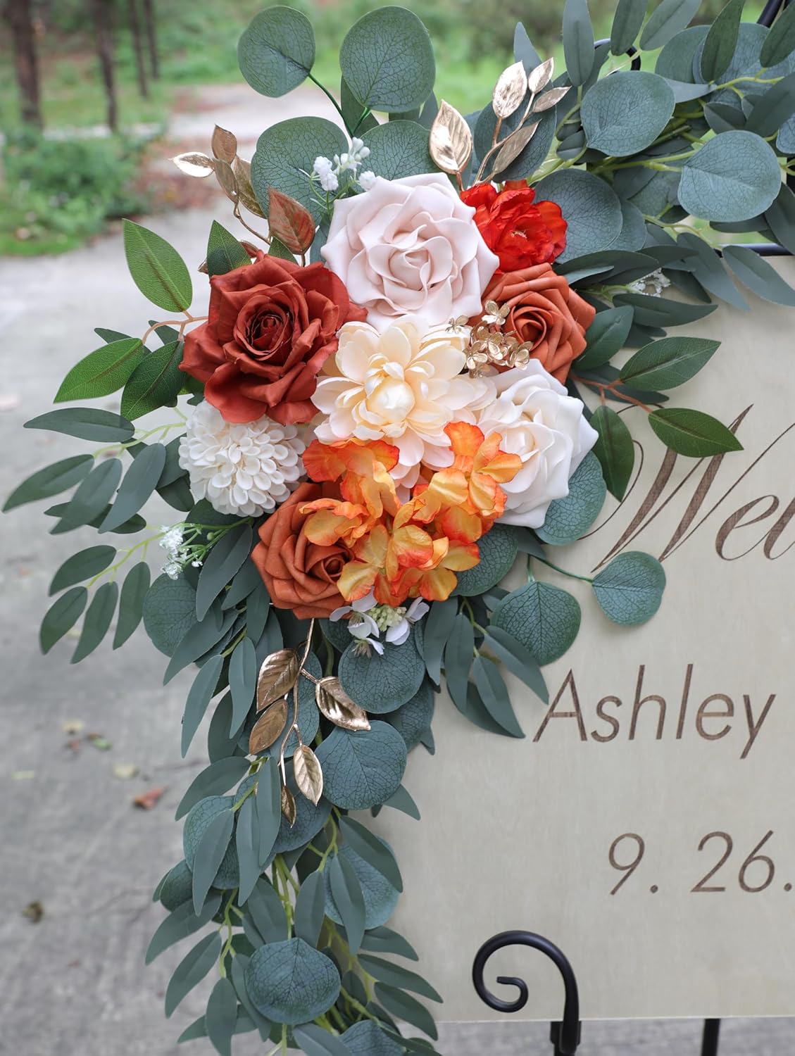 ponatia Wedding Arch Flowers (Pack of 2), Artificial Burnt Orange Wedding Flowers for Wedding