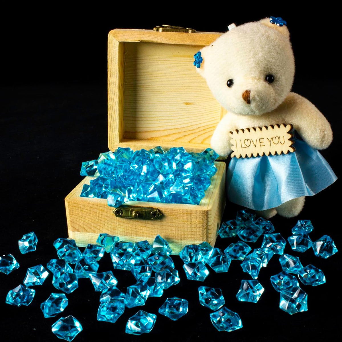 820 PCS Blue Fake Ice,0.43x0.55 Inch,1.1 lbs Acrylic Crystal Gemstones for Decoration, Photography