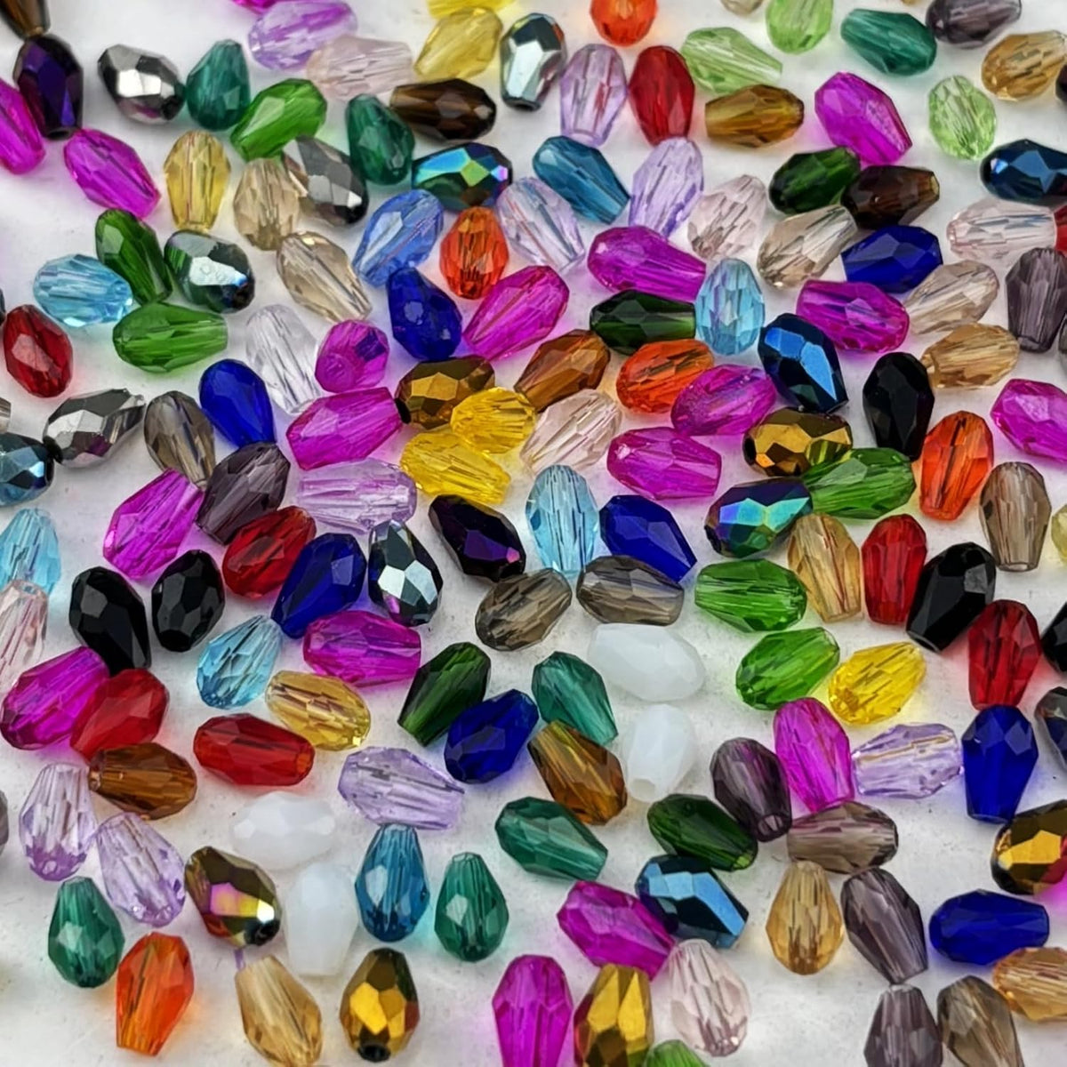 200pcs 3x5mm Teardrop Crystal Glass Beads for Jewelry Making, Faceted Vertical Hole Teardrop Glass