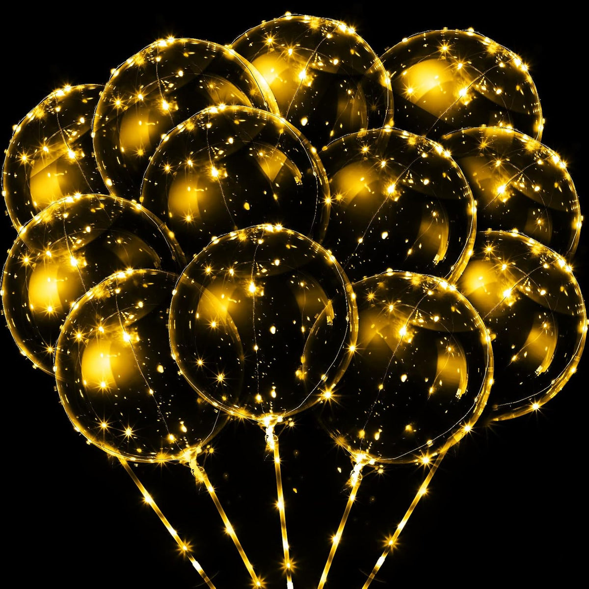 Vinsot 30 Pack LED Bobo Balloons Light Up Balloons Clear Helium Bubble Bobo Glow with String Lights