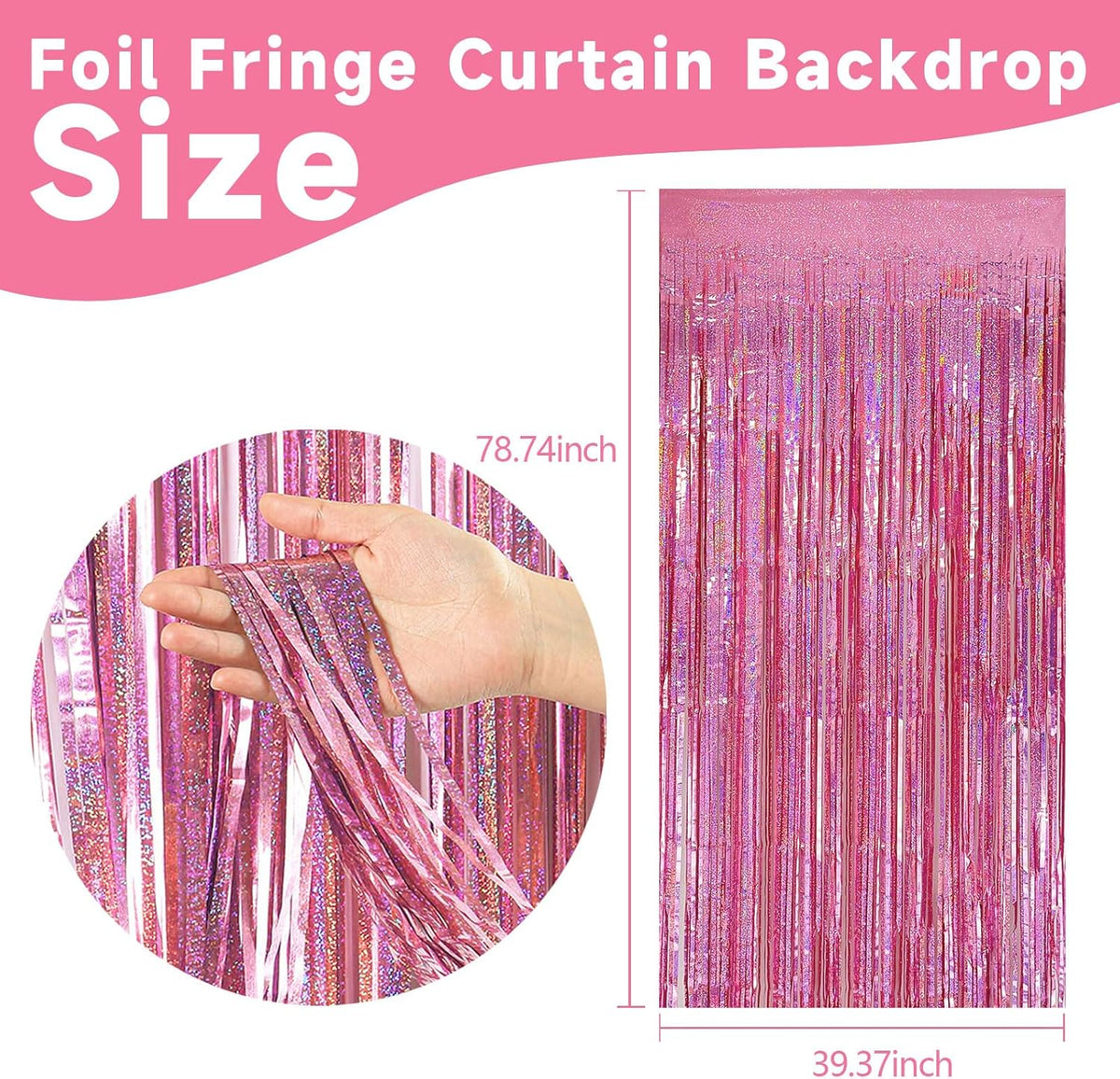 10 Pack Pink Metallic Tinsel Photo Backdrop for Wedding Engagement Baby Shower Bachelorette