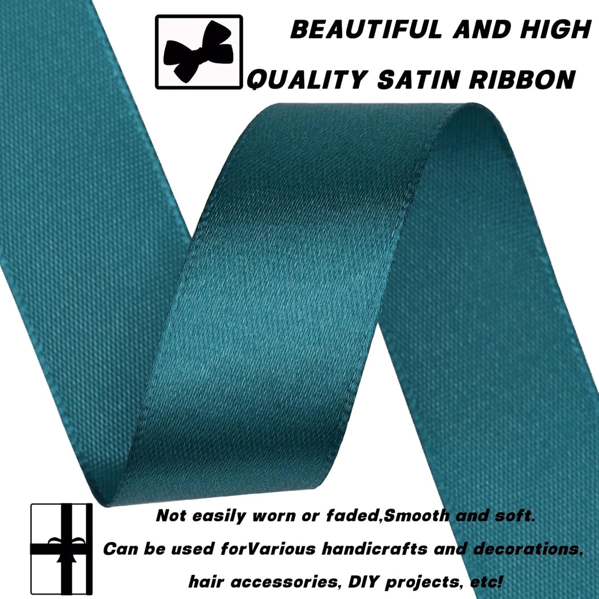 Greenish Blue Ribbon 7/8 Inch 30 Yards Satin Craft Ribbon-Single Face Polyester Ribbon for Handmade