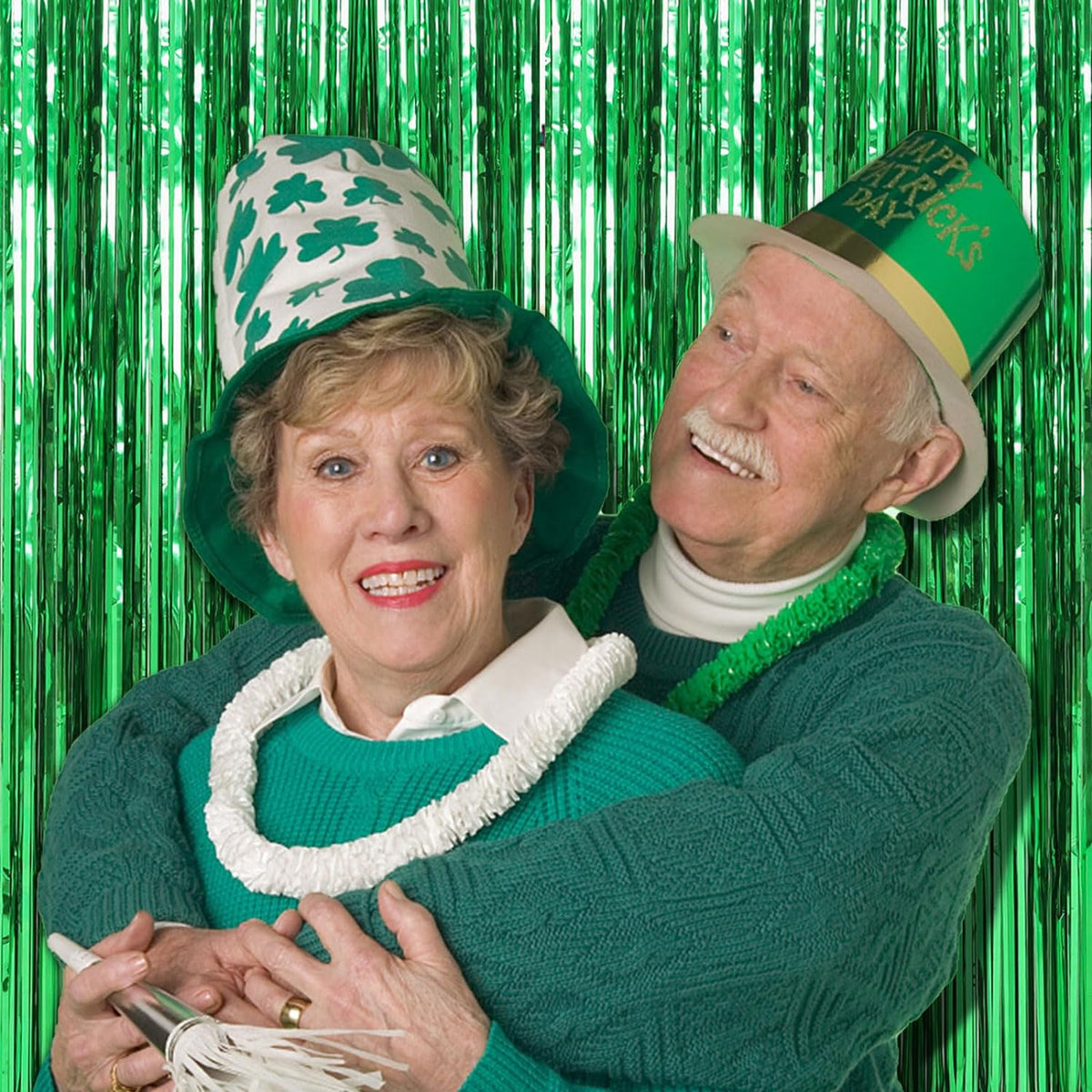 5 Pack Green Streamers Backdrop Jungle Party Decorations Foil Fringe Backdrop Curtains Photo Booth