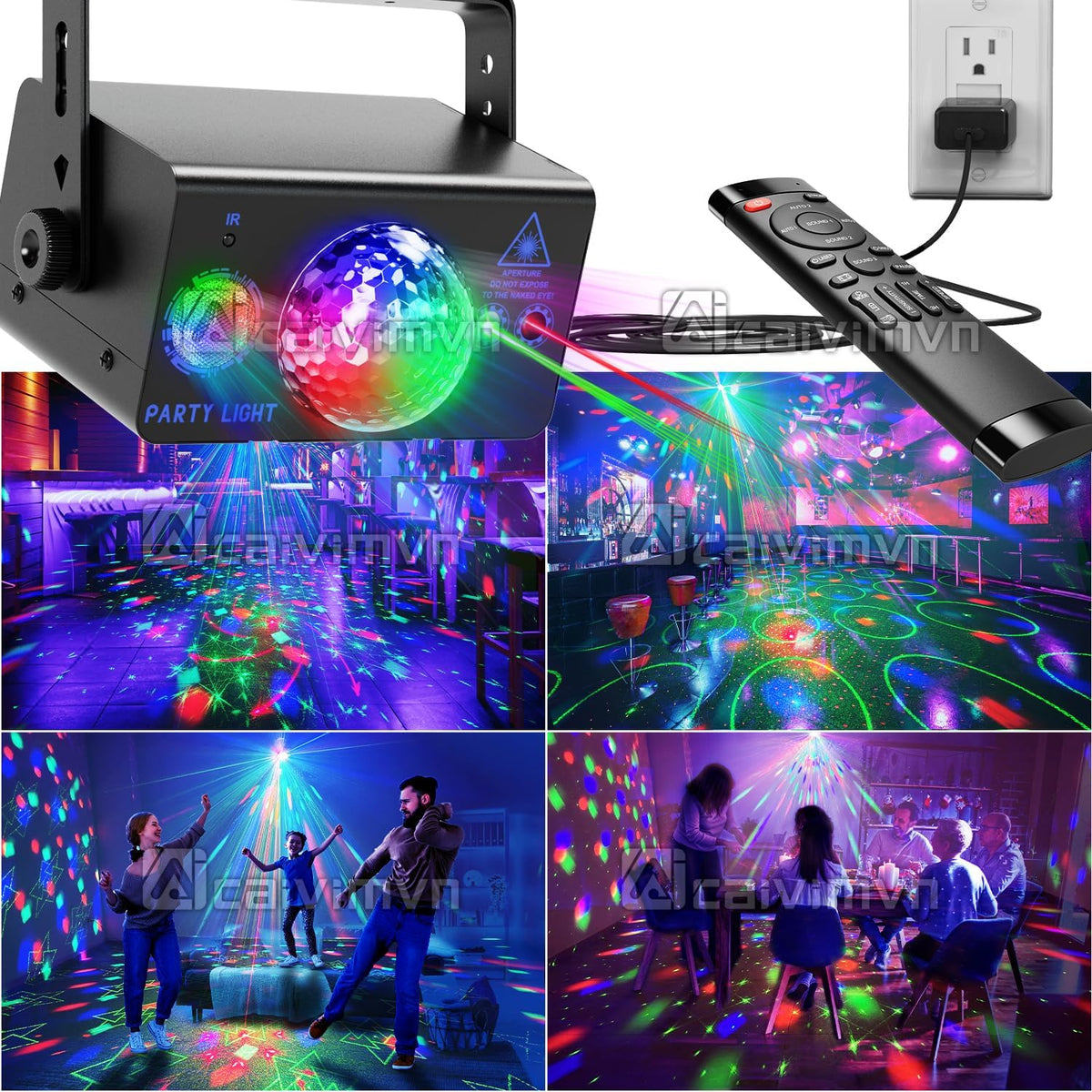 Party Lights, Disco Light Dj Disco Ball LED Sound Activated Stage Lights with Remote Control for