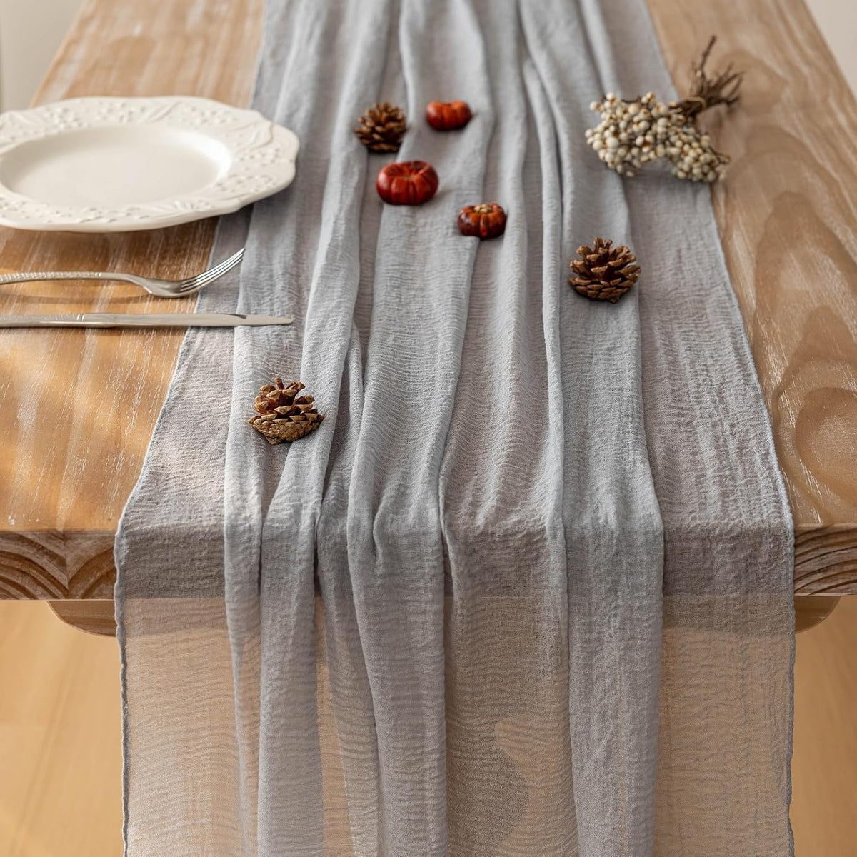 Cheesecloth Table Runner Dusty Blue Gauze Rustic Cheese Cloth Table Runner 120 Inch 10 FT for
