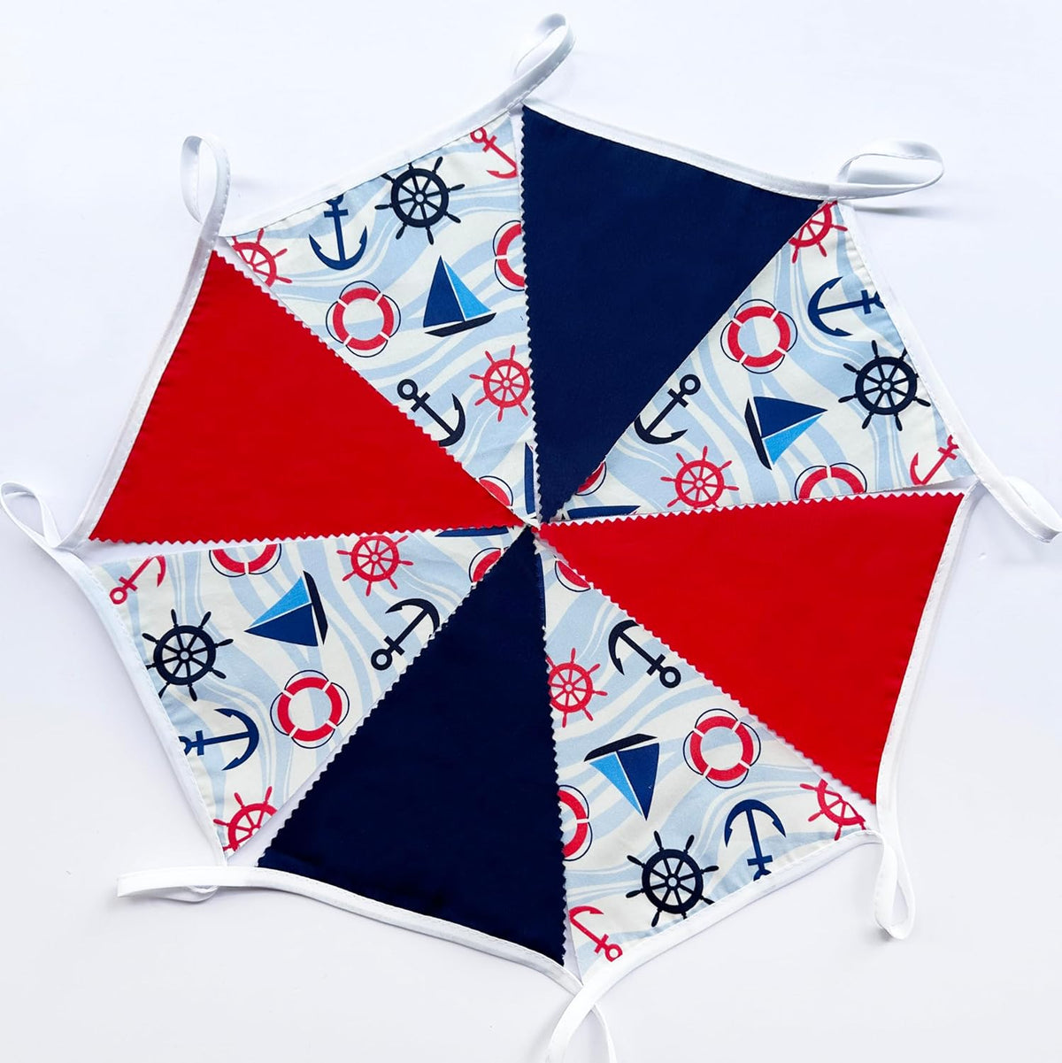 32Ft Nautical Party Decorations Red Blue White Nautical Themed Fabric Banner Triangle Pennant Flag