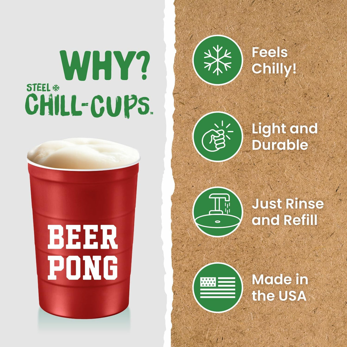 16 oz. Party Cup 'Beer Pong' Drinking Game Design for Cold Drinks, Sturdy, Durable, Disposable