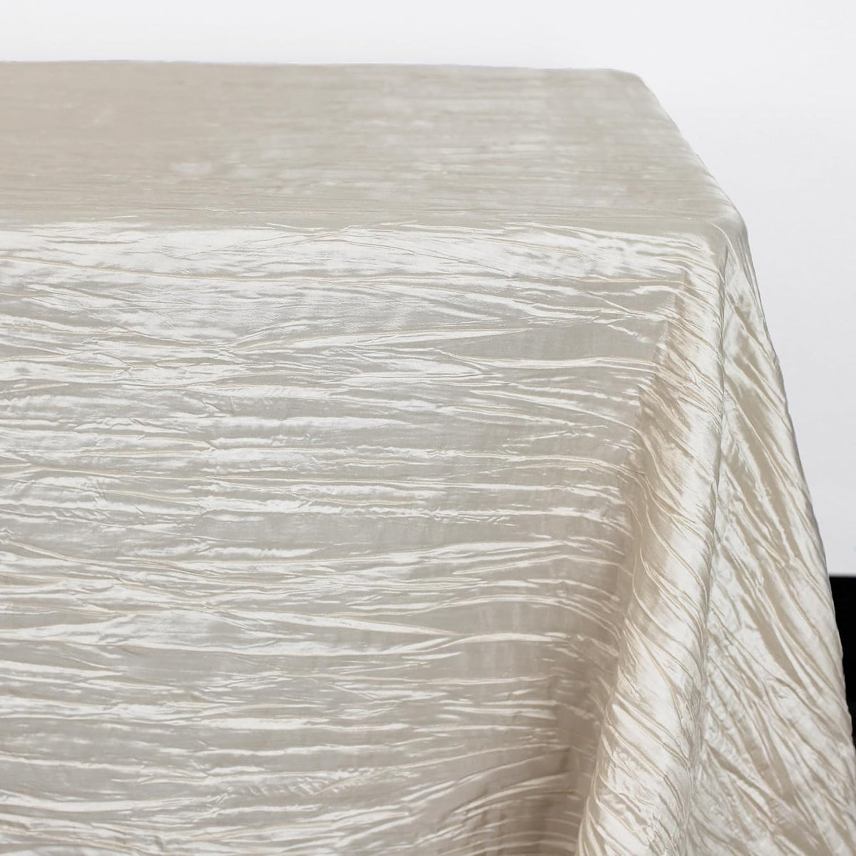 YOUR CHAIR COVERS - 90 x 132 Inch 6 ft Ivory Rectangular Crinkle Taffeta Tablecloth – Elegant Table