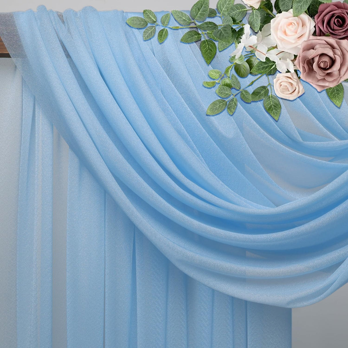Wedding Arch Draping Fabric 1 Panel 28.7" x 20FT Dusty Blue Sheer Chiffon Backdrop Drapes for