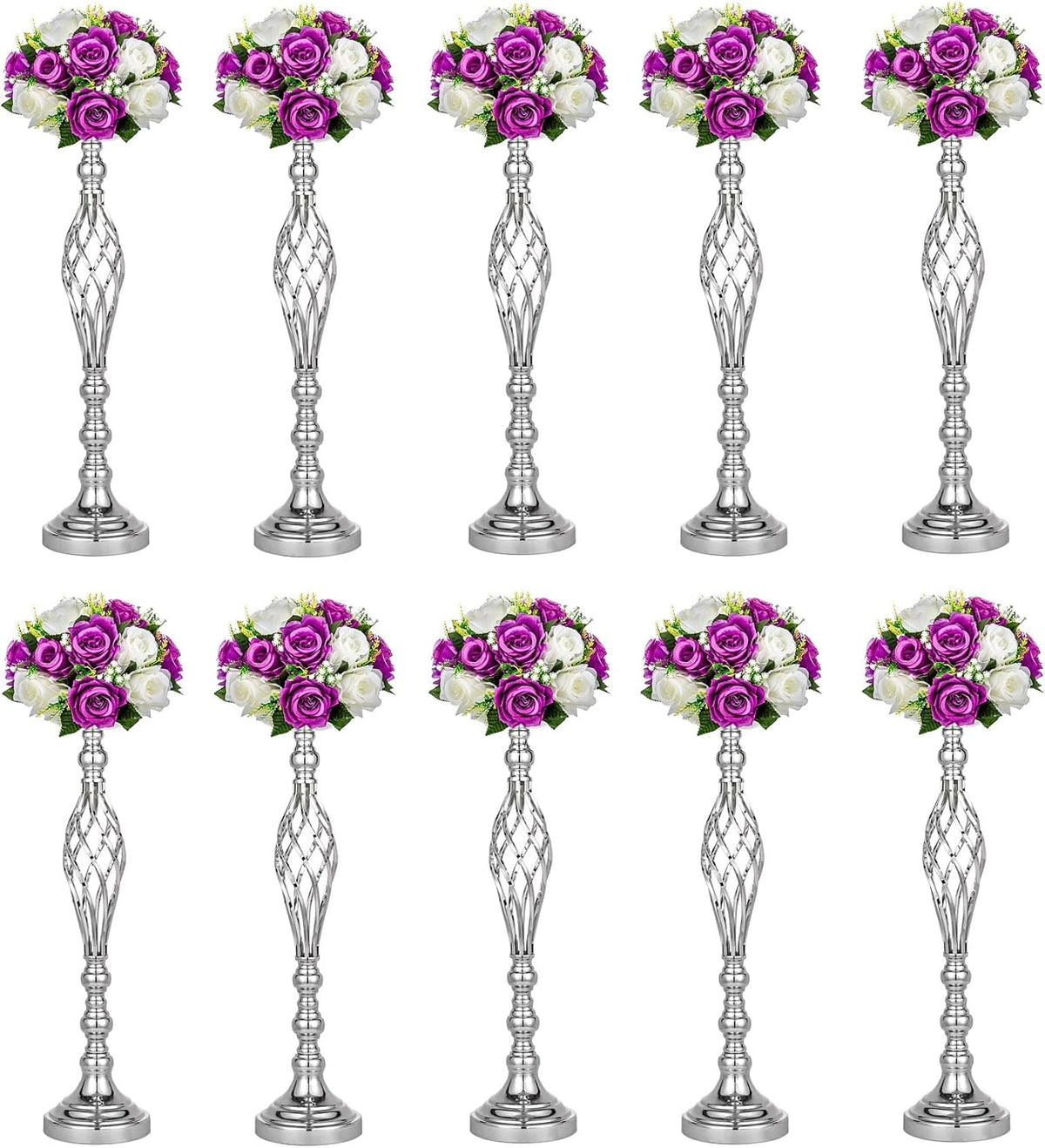 Twist Candleholder Stands & Metal Centerpieces for Reception Tables - Wedding Flower Arrangement